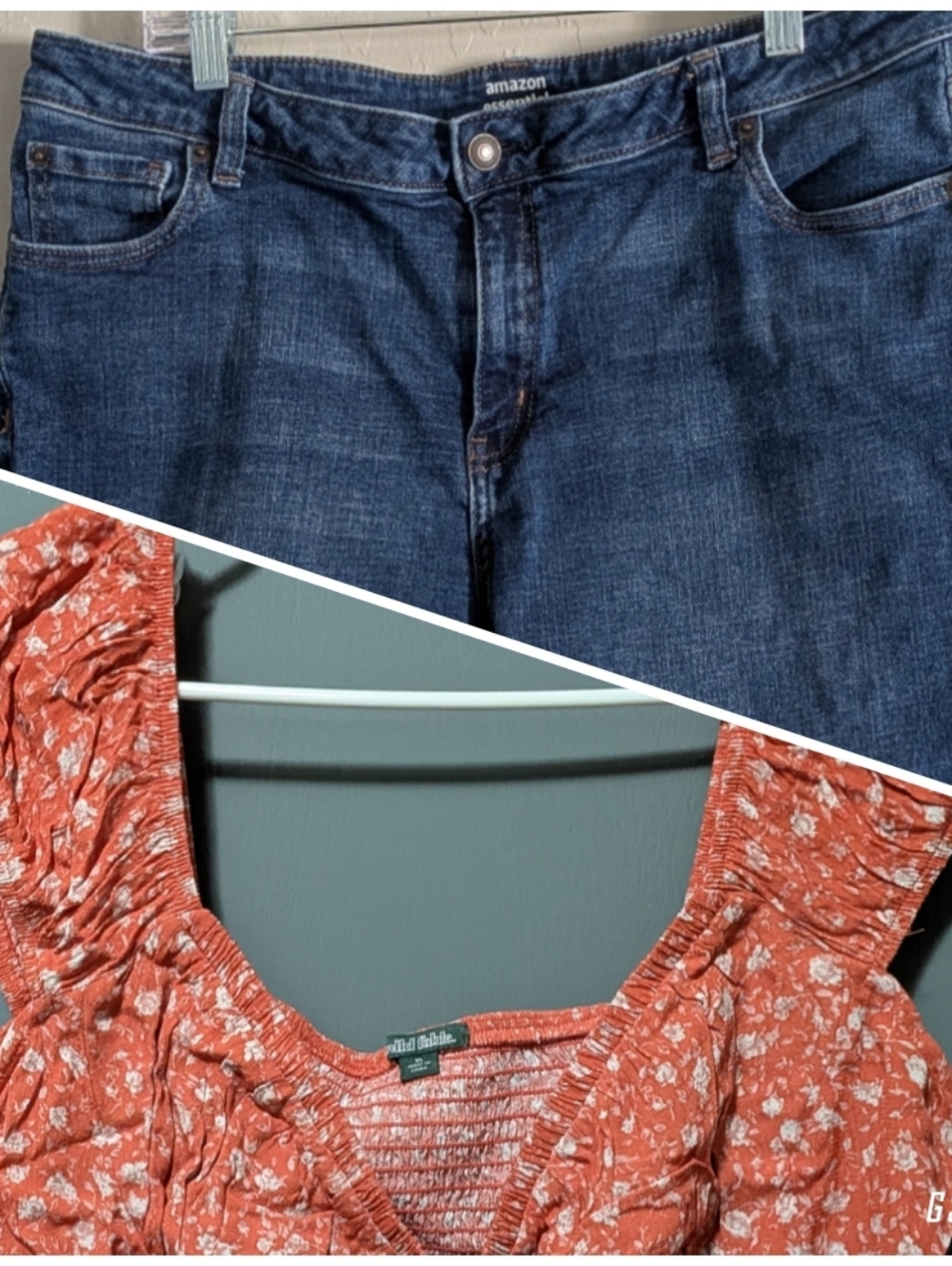✨ OUTFIT BUNDLE✨Wild Fable Dark Orange Floral Ruched Tank Top And Jean Shorts